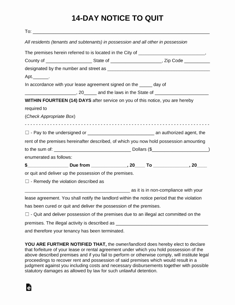 Eviction Notice Template Pdf Best Of Free Fourteen 14 Day Eviction Notice Template Pdf