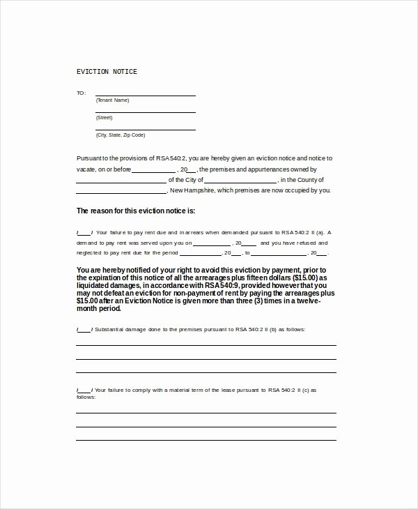Eviction Notice Template Word Fresh Notice Template 8 Free Word Pdf Documents Download