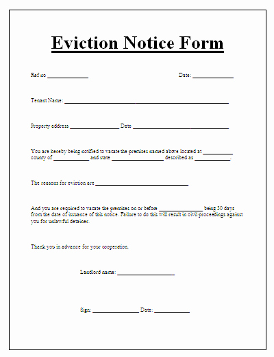 Eviction Notice Template Word Unique Word Eviction Notice form