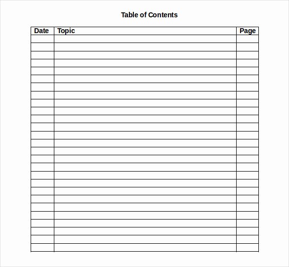 Excel Table Of Contents Template Unique 24 Table Of Contents Pdf Doc