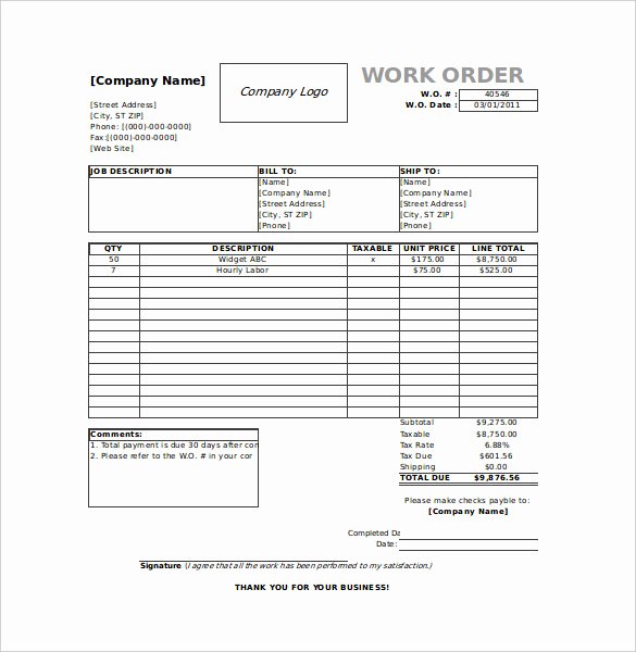 Excel Work order Template New 16 Work order Templates Word Google Docs