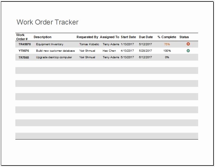 Excel Work order Template Unique Work order Tracker Template for Excel