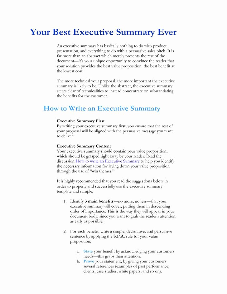 Executive Summary Template Word New 33 Executive Summary Template Free Download
