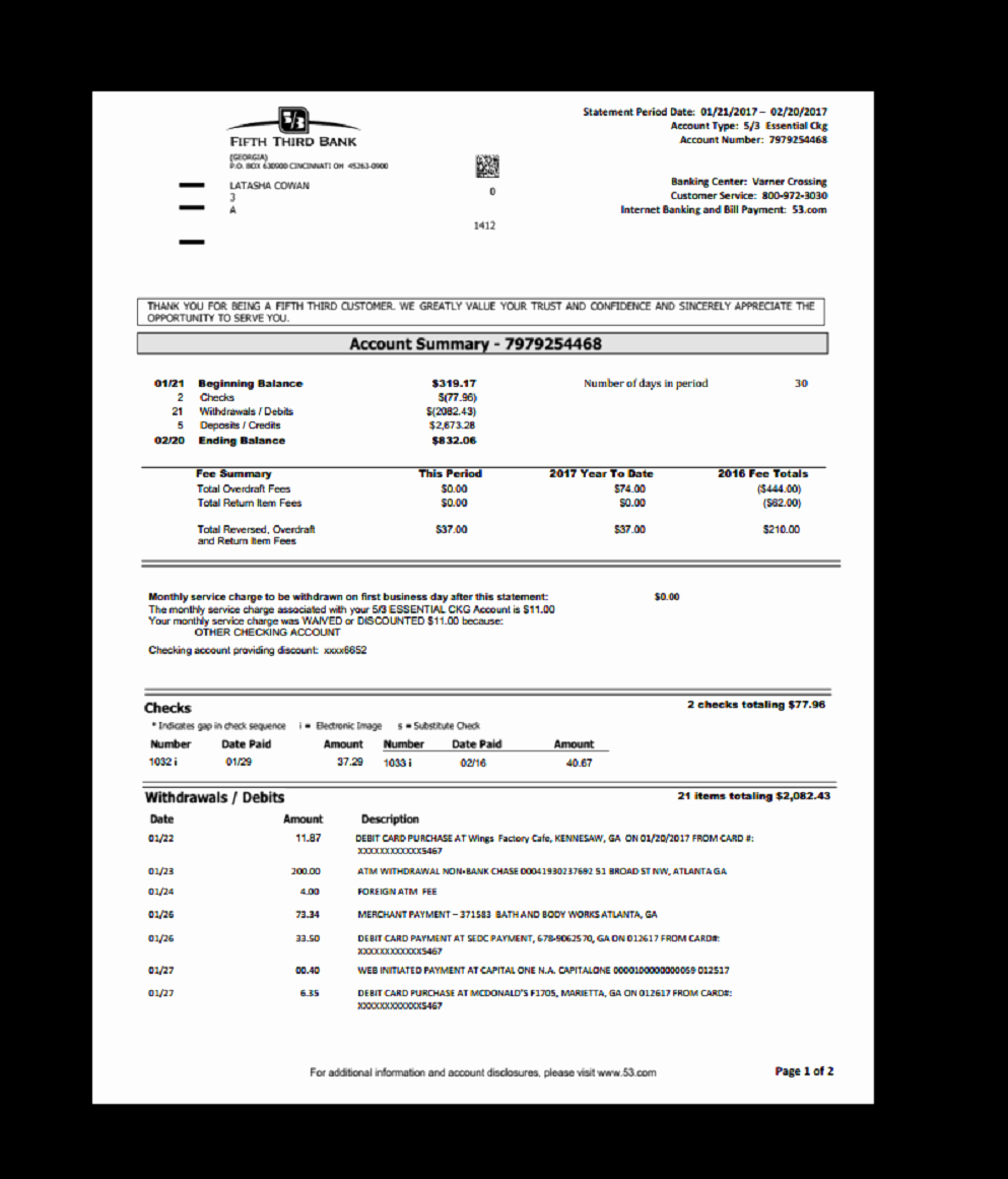 Fake Bank Statement Template Unique Bank Statement Fifth Third Template Proof Of In E