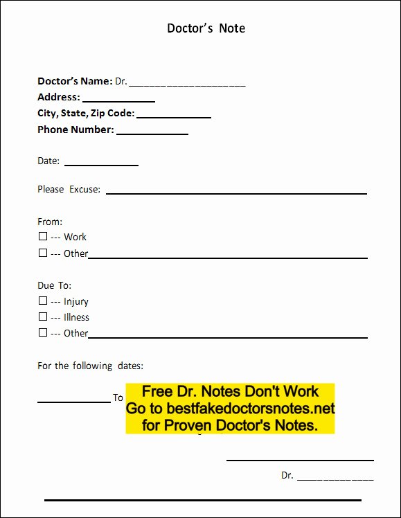 Fake Doctor Note Template Beautiful Fake Doctors Note Excuse Templates for Work &amp; School Pdf