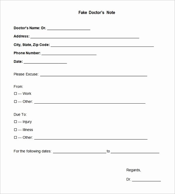 Fake Doctors Note Template Best Of 15 Doctors Notes for Work
