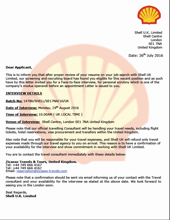 Fake Job Offer Letter Template Luxury Shell U K Ltd Fake Job Fering with A Interview In