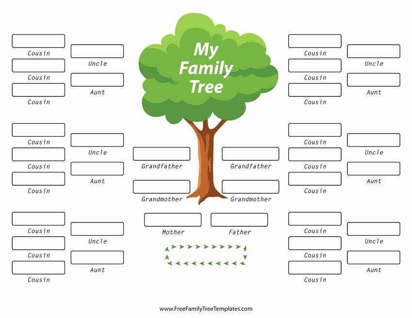 Family Tree Template with Siblings Beautiful Family Tree with Aunts Uncles and Cousins Template – Free