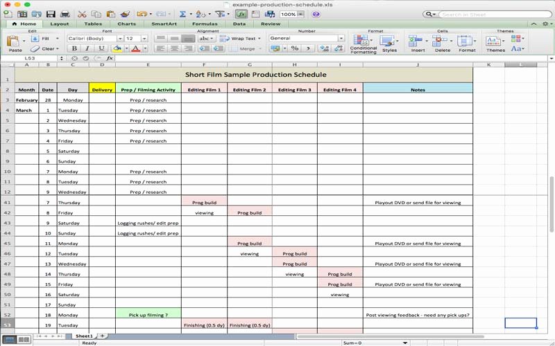 Film Production Schedule Template Fresh 5 Useful Microsoft Excel Templates for In Tv