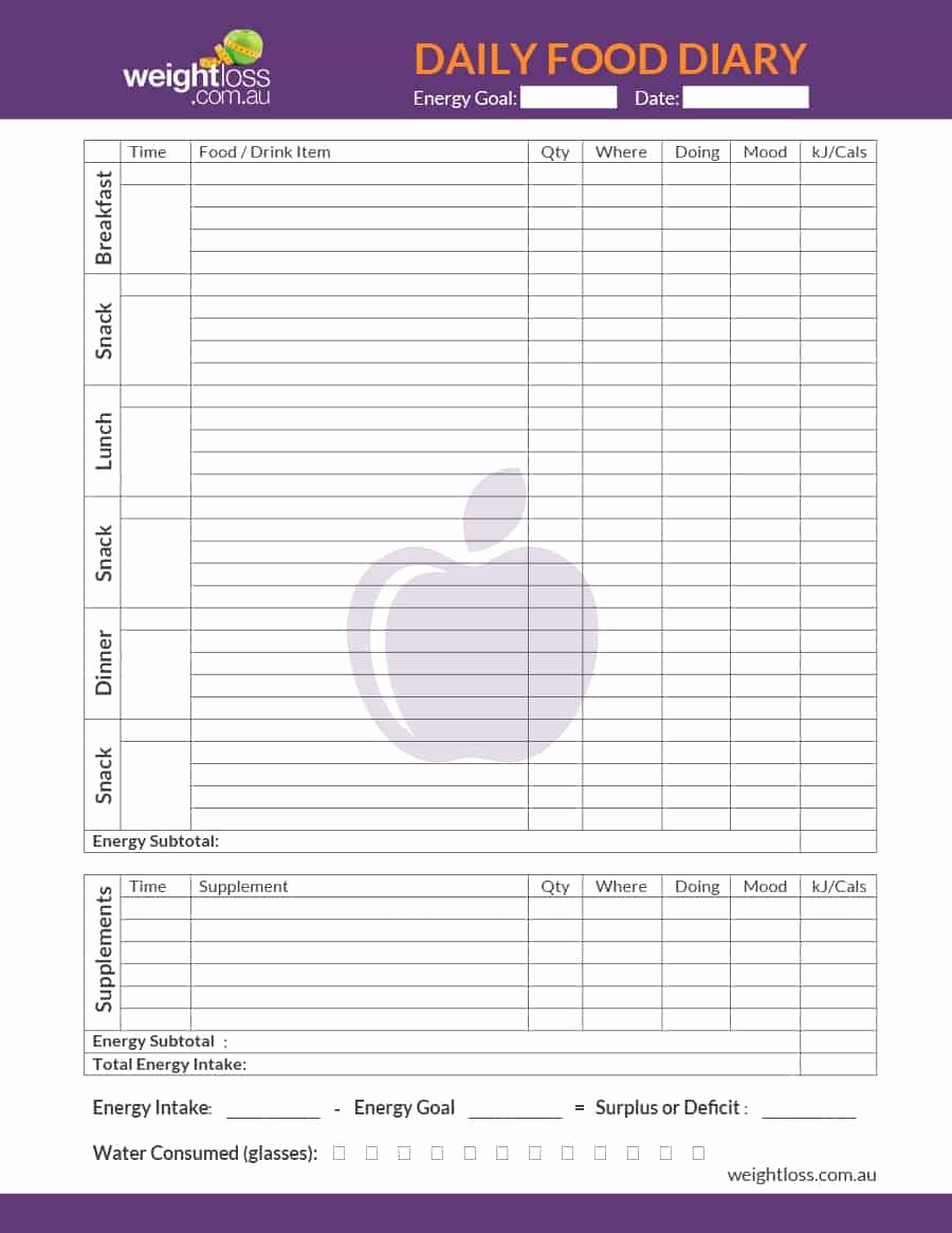 Food Diary Template Excel Inspirational Best 3 Food Diary Template Pdf Excel You Calendars