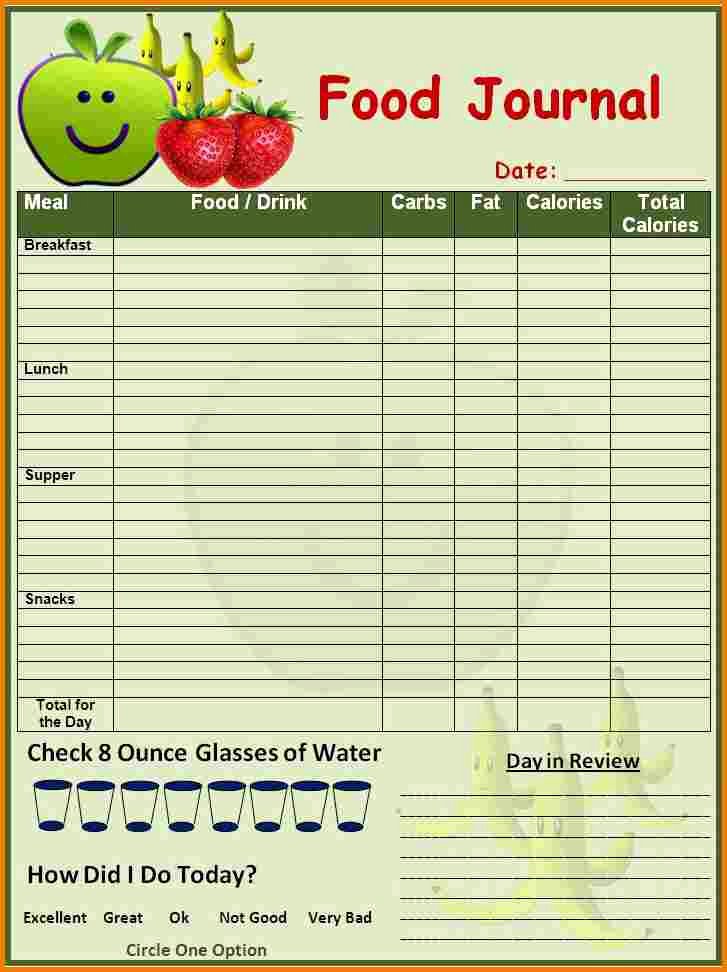 Food Diary Template Excel New Food Log Template Printable In Excel format Excel Template
