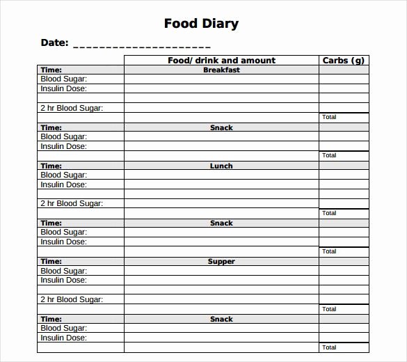 Food Diary Template Excel Unique Food Log Template 29 Free Word Excel Pdf Documents