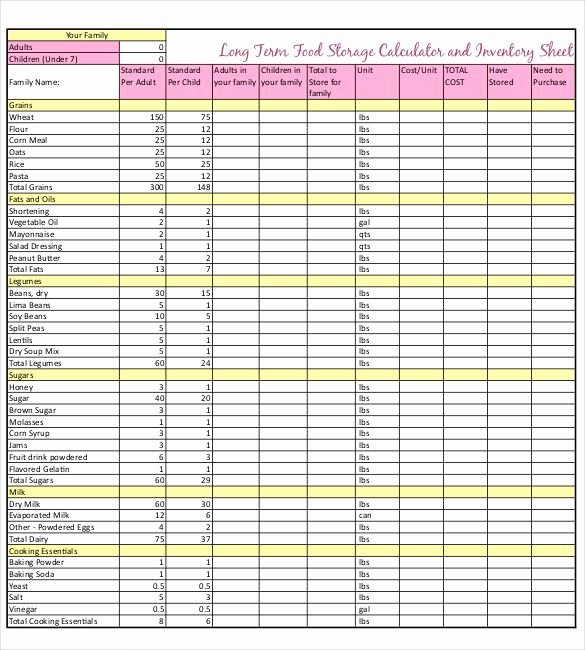 Food Inventory List Template Awesome Food Inventory Template 11 Free Excel Pdf Documents