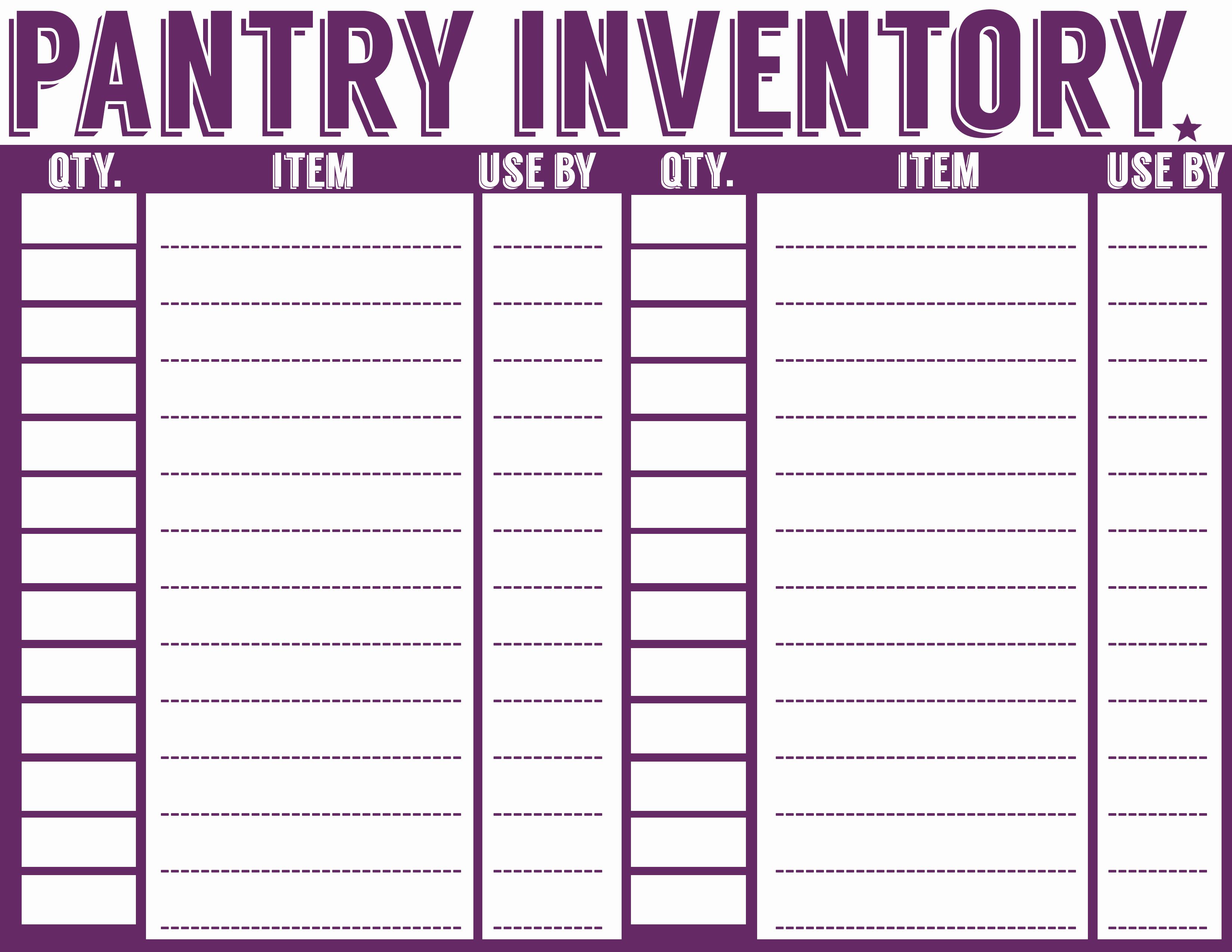 Food Inventory List Template Awesome Free Printable Menu Planner Shopping List &amp; Inventory Sheets