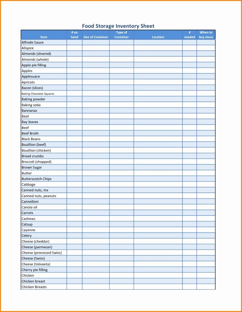 Food Inventory List Template Fresh Food Pantry Inventory Spreadsheet