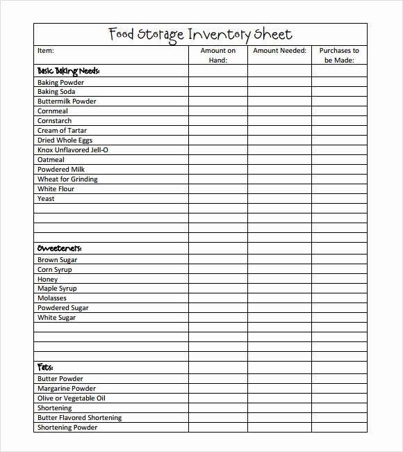 Food Inventory List Template Inspirational Free 8 Food Inventory Samples In Pdf