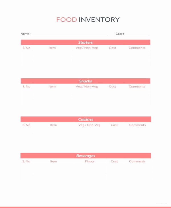 Food Inventory List Template New 13 Food Inventory Templates Doc Pdf