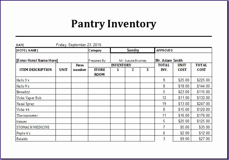 Food Inventory List Template New 6 Pantry Inventory List Exceltemplates Exceltemplates