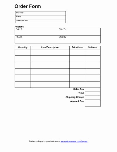Food order form Template Best Of Printable order forms Templates