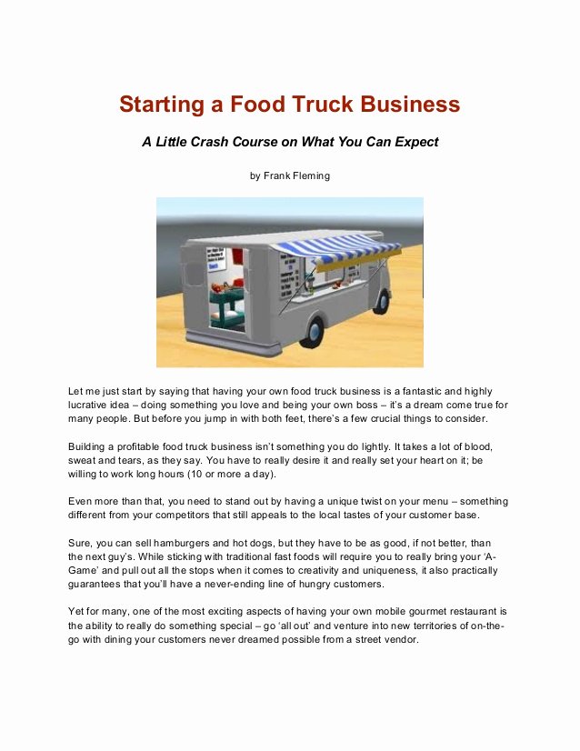 Food Truck Contract Template Best Of Start A Food Truck Business In Less Than 24 Weeks