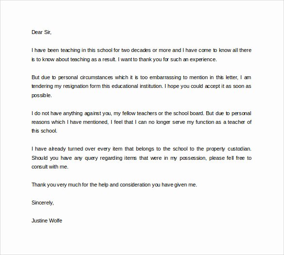 Formal Resign Letter Template Awesome Free 40 formal Resignation Letters Templates In Pdf