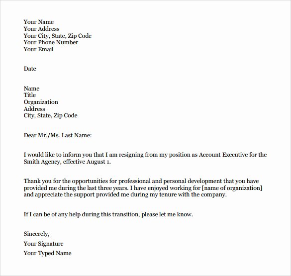 Formal Resign Letter Template Beautiful Free 40 formal Resignation Letters Templates In Pdf