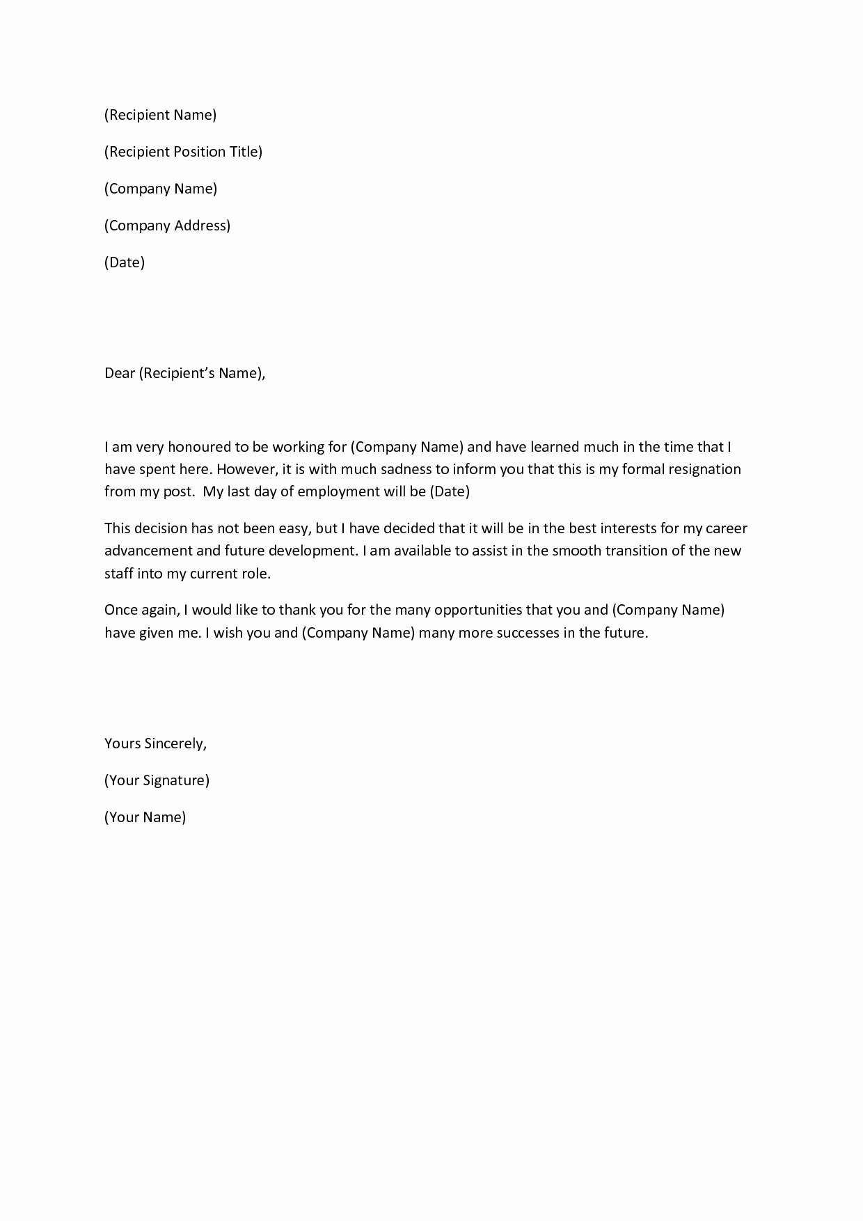 Formal Resign Letter Template Fresh Best 25 formal Resignation Letter Sample Ideas On