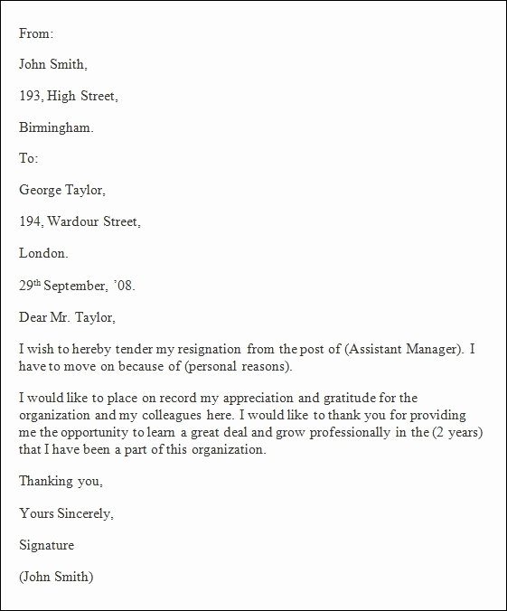 Formal Resign Letter Template Inspirational formal Resignation Letter Template Word