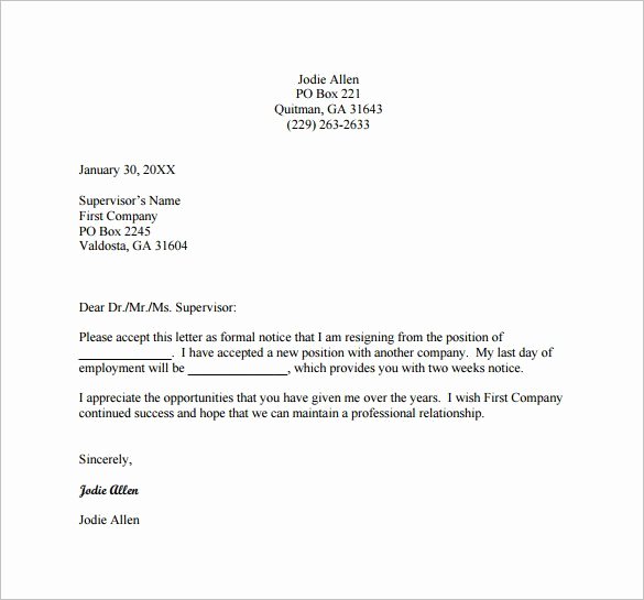 Formal Resign Letter Template Lovely Resignation Letters Download Pdf Doc format
