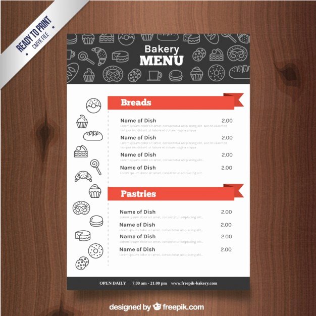 Free Bakery Menu Template New Sketches Bakery Products Menu Template Vector