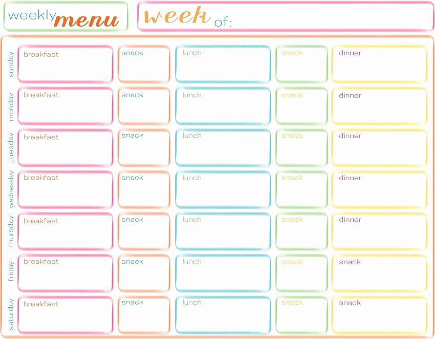 Free Blank Menu Templates Elegant 45 Printable Weekly Meal Planner Templates