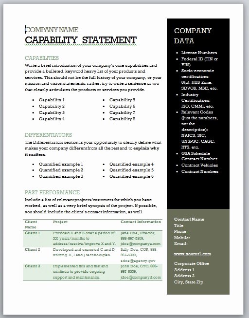 Free Capability Statement Template Word Fresh Get Started Quickly