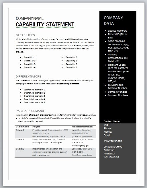 Free Capability Statement Template Word Unique Get Started Quickly