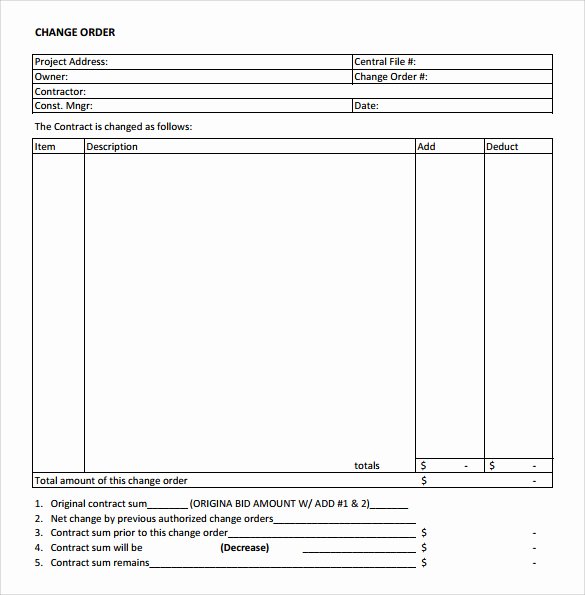 Free Change order Template Beautiful Sample Change order – 11 Documents In Pdf Word