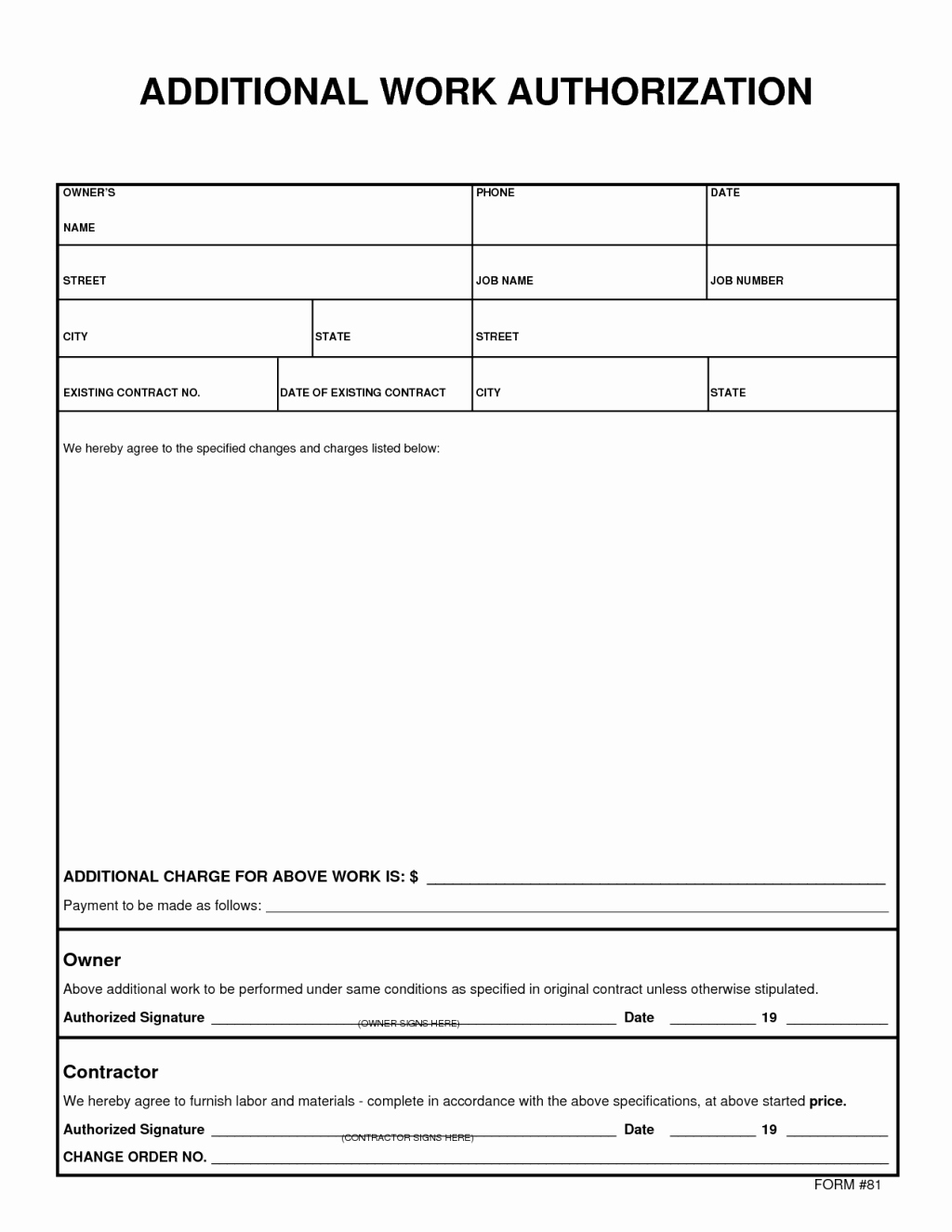Free Change order Template Elegant Download Free Printable Work order forms Rabitah