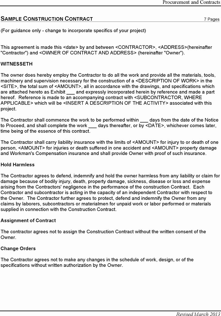 Free Construction Contract Template Awesome 6 Construction Contract Template Free Download