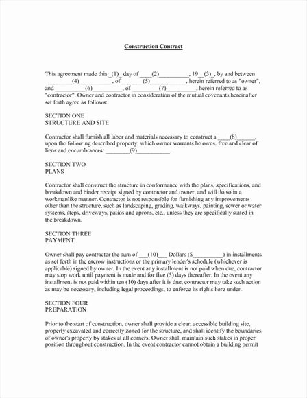 Free Construction Contract Template Awesome Construction Contract Template