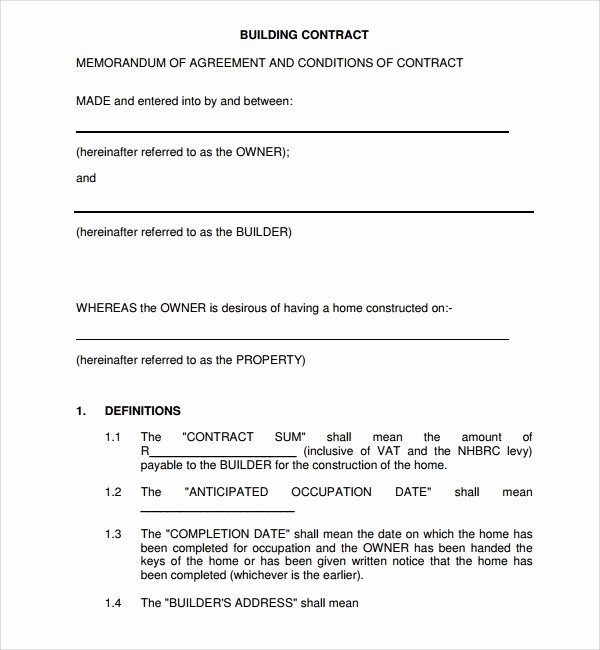 Free Construction Contract Template Inspirational 19 Construction Agreement Templates Word Pdf Pages
