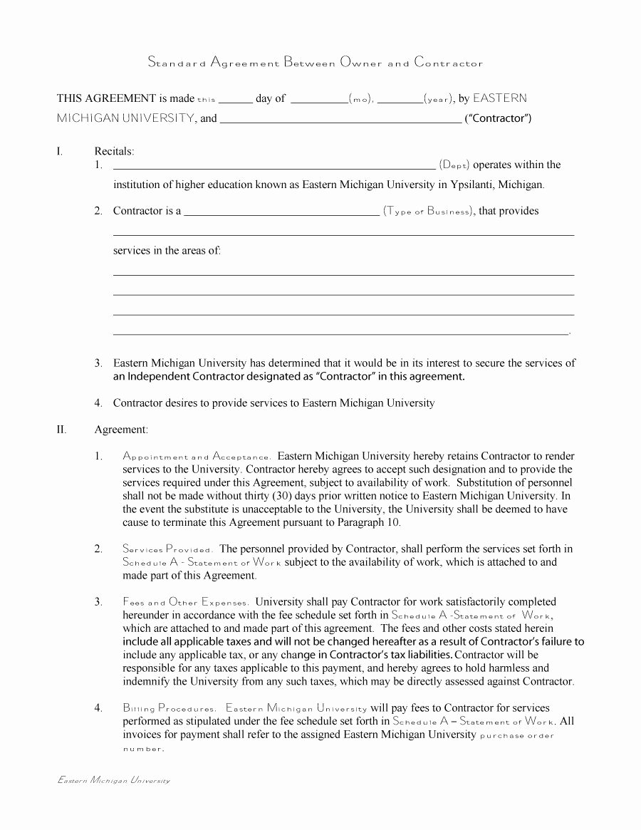 Free Construction Contract Template Luxury 50 Free Independent Contractor Agreement forms &amp; Templates