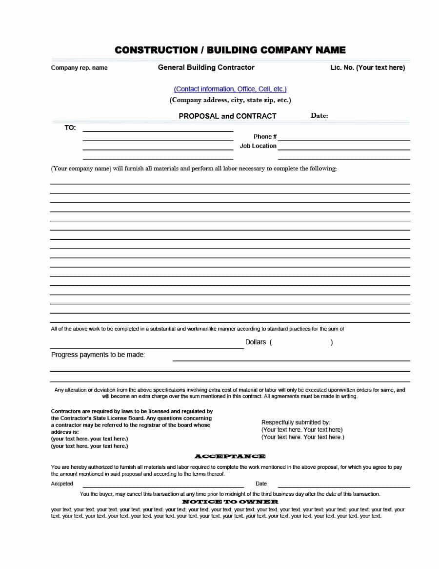 Free Construction Proposal Template Best Of 31 Construction Proposal Template &amp; Construction Bid forms
