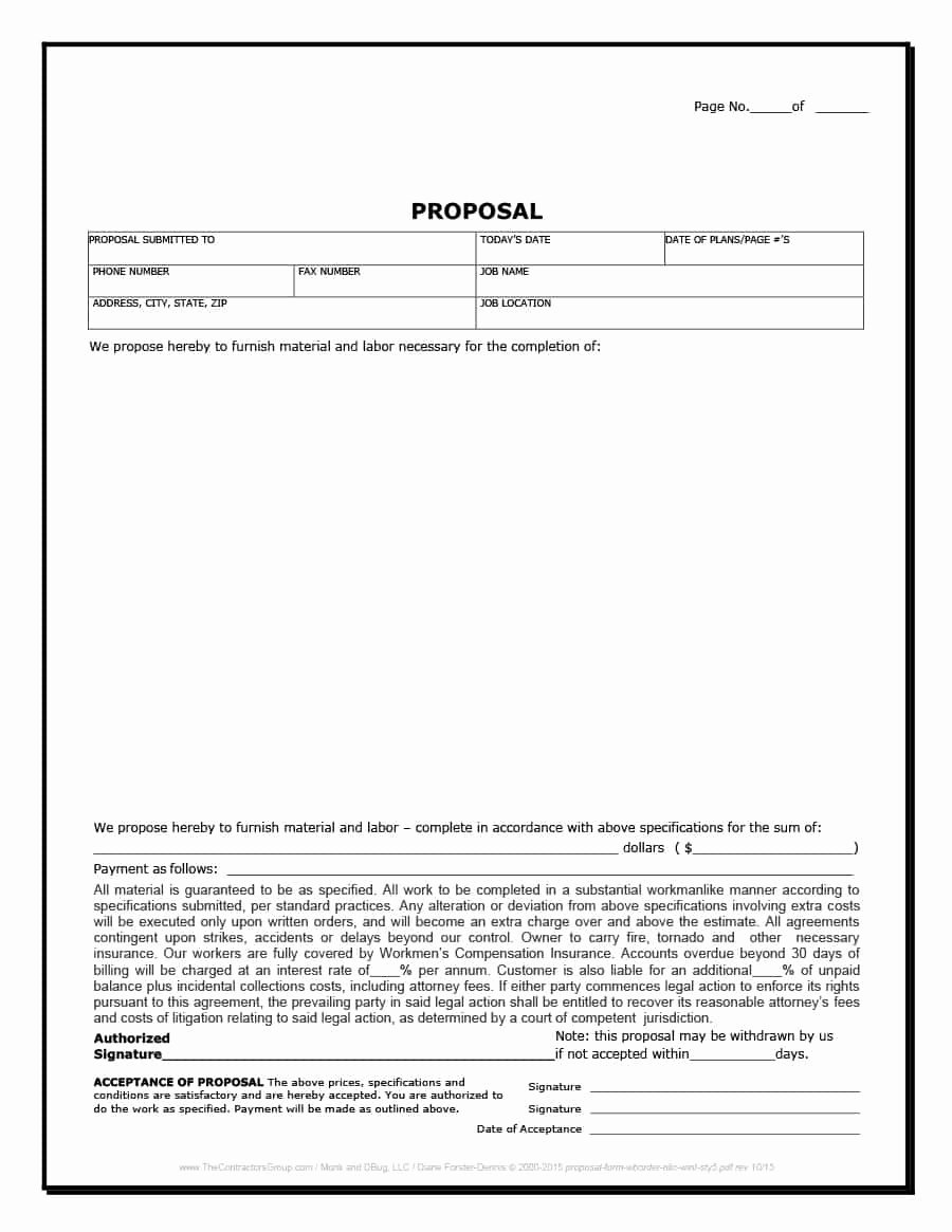 Free Construction Proposal Template Fresh 31 Construction Proposal Template &amp; Construction Bid forms