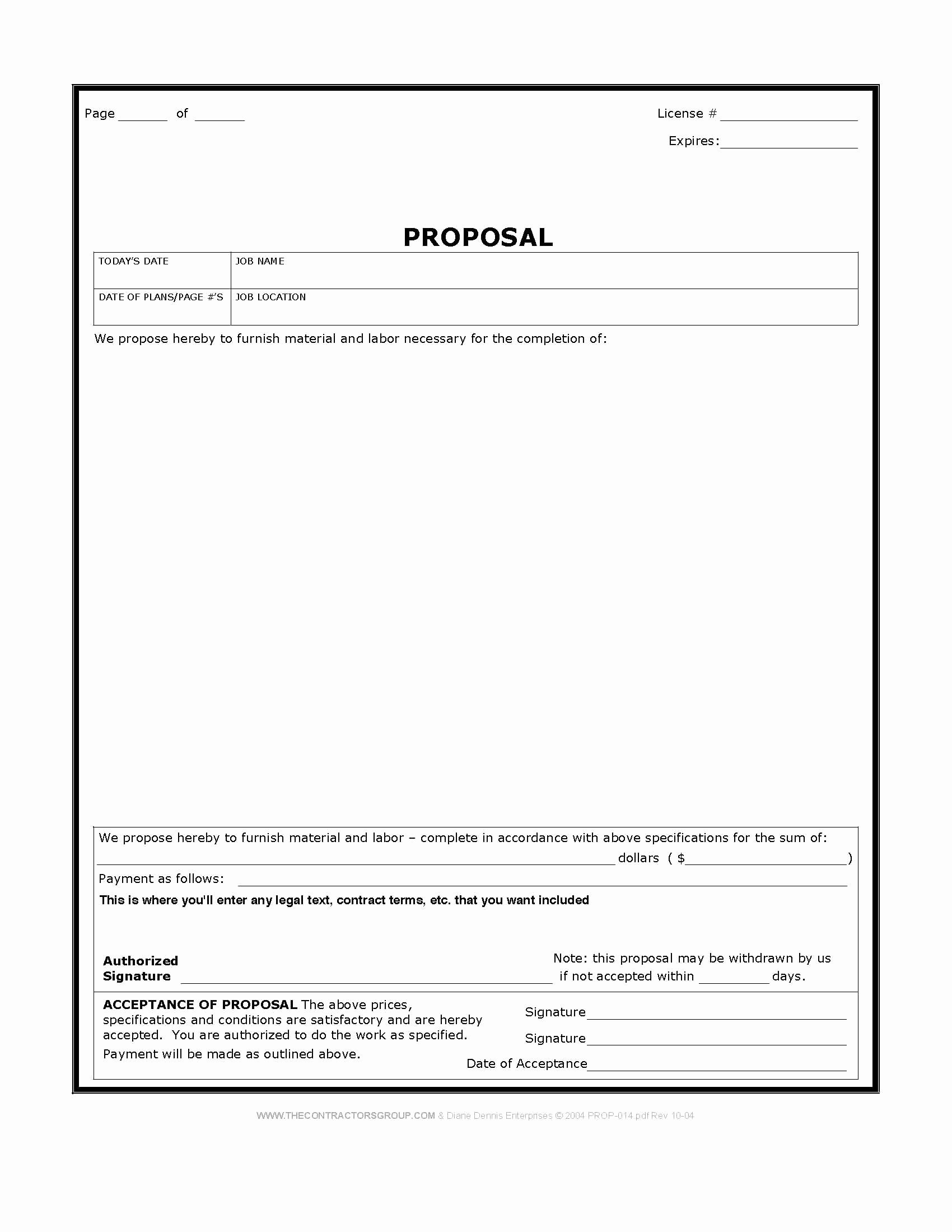Free Construction Proposal Template Lovely Free Construction Bid Proposal form Template