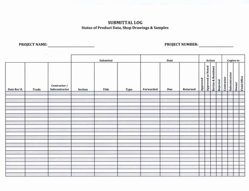 Free Construction Submittal form Template Elegant Submittal Log form $5 99 Download now