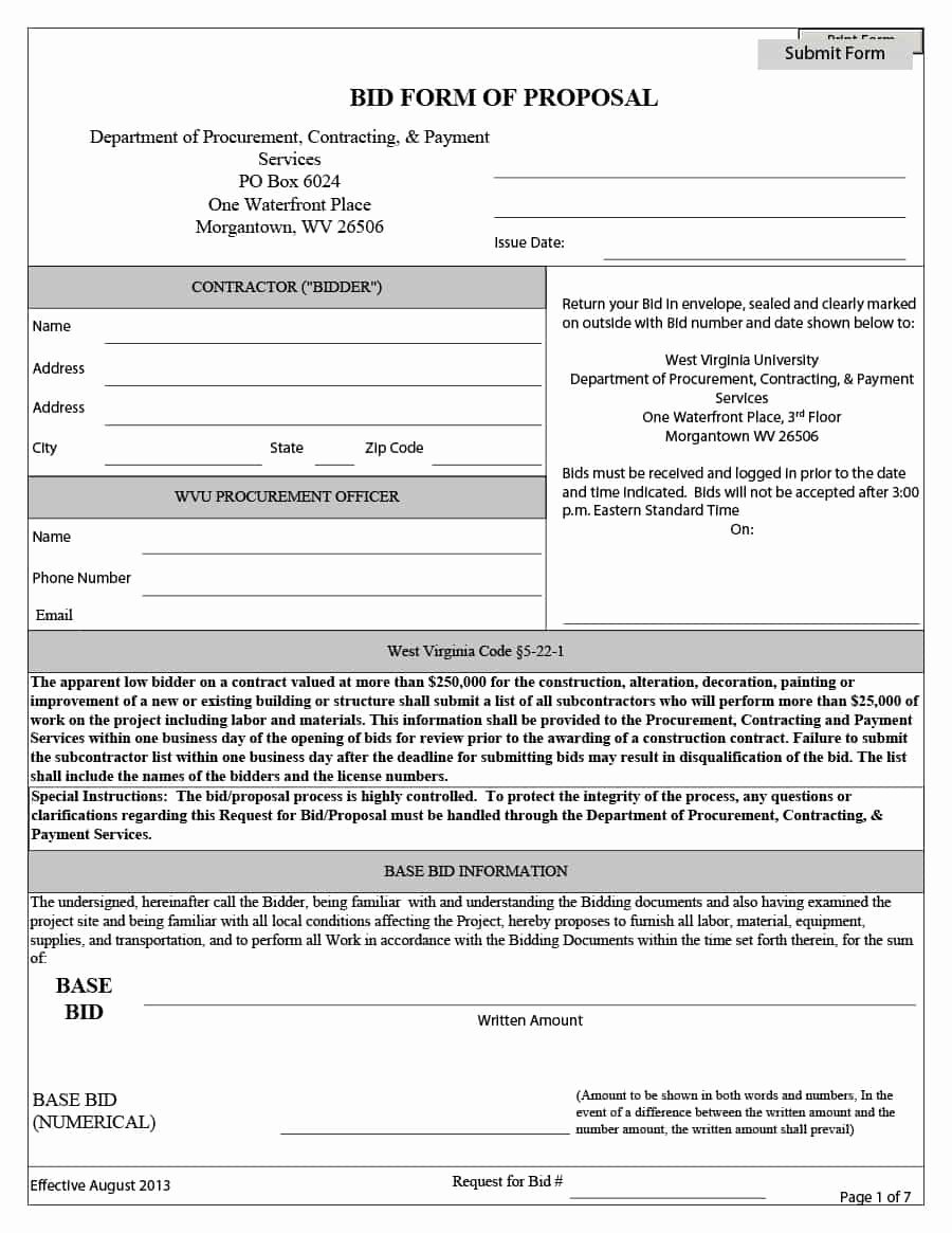 Free Contractor Proposal Template Beautiful 31 Construction Proposal Template &amp; Construction Bid forms