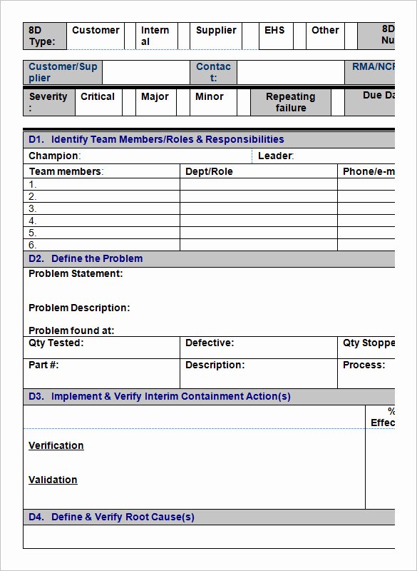 Free Corrective Action Plan Template New 8d Corrective Action form – Free Download