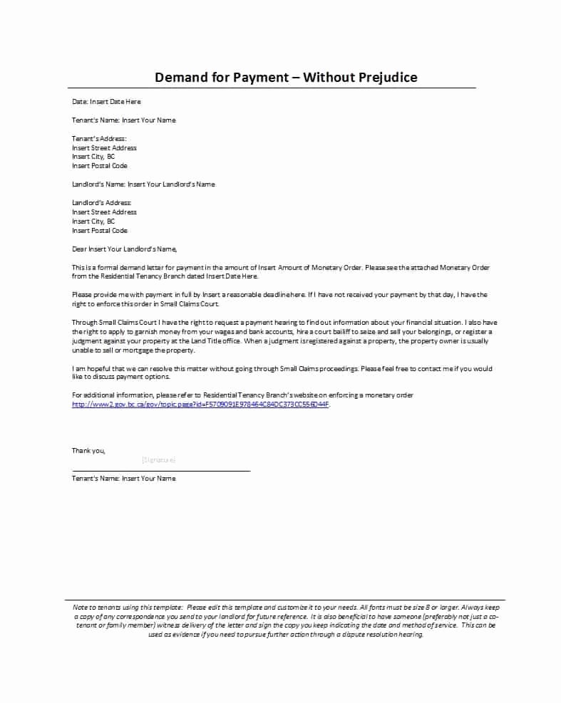 Free Demand Letter Template Awesome 40 Best Demand Letter Templates Free Samples Template Lab