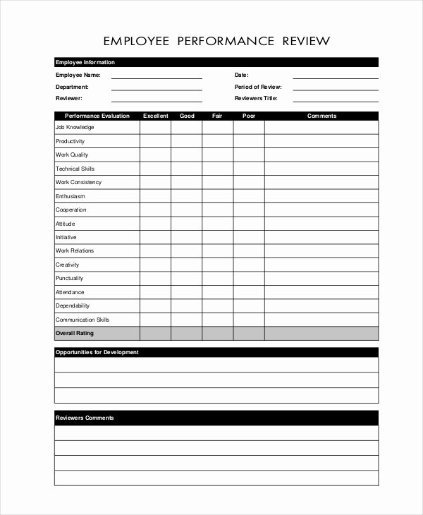 Free Employee Performance Review Template New Employee Review Templates 13 Free Pdf Documents