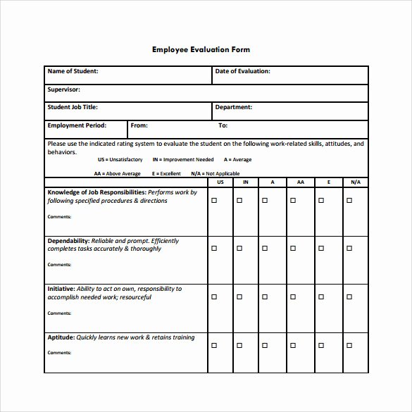 Free Employee Review Templates Beautiful Employee Evaluation form 21 Download Free Documents In Pdf