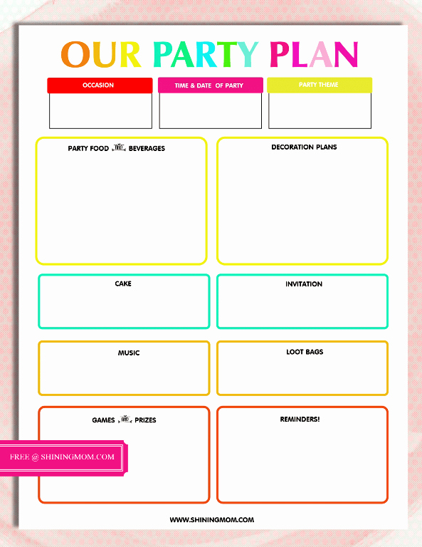 Free event Plan Template Lovely Free Printable Party Planning Template