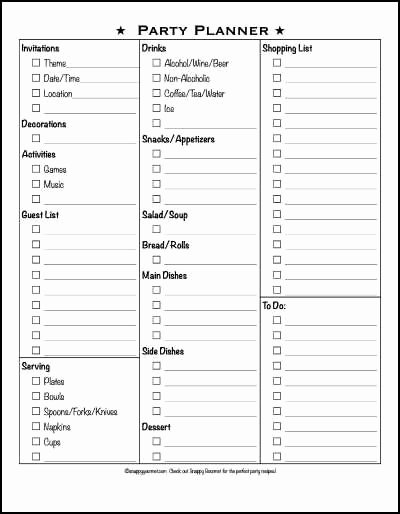 Free event Planner Templates Awesome Free Party Planner Checklist